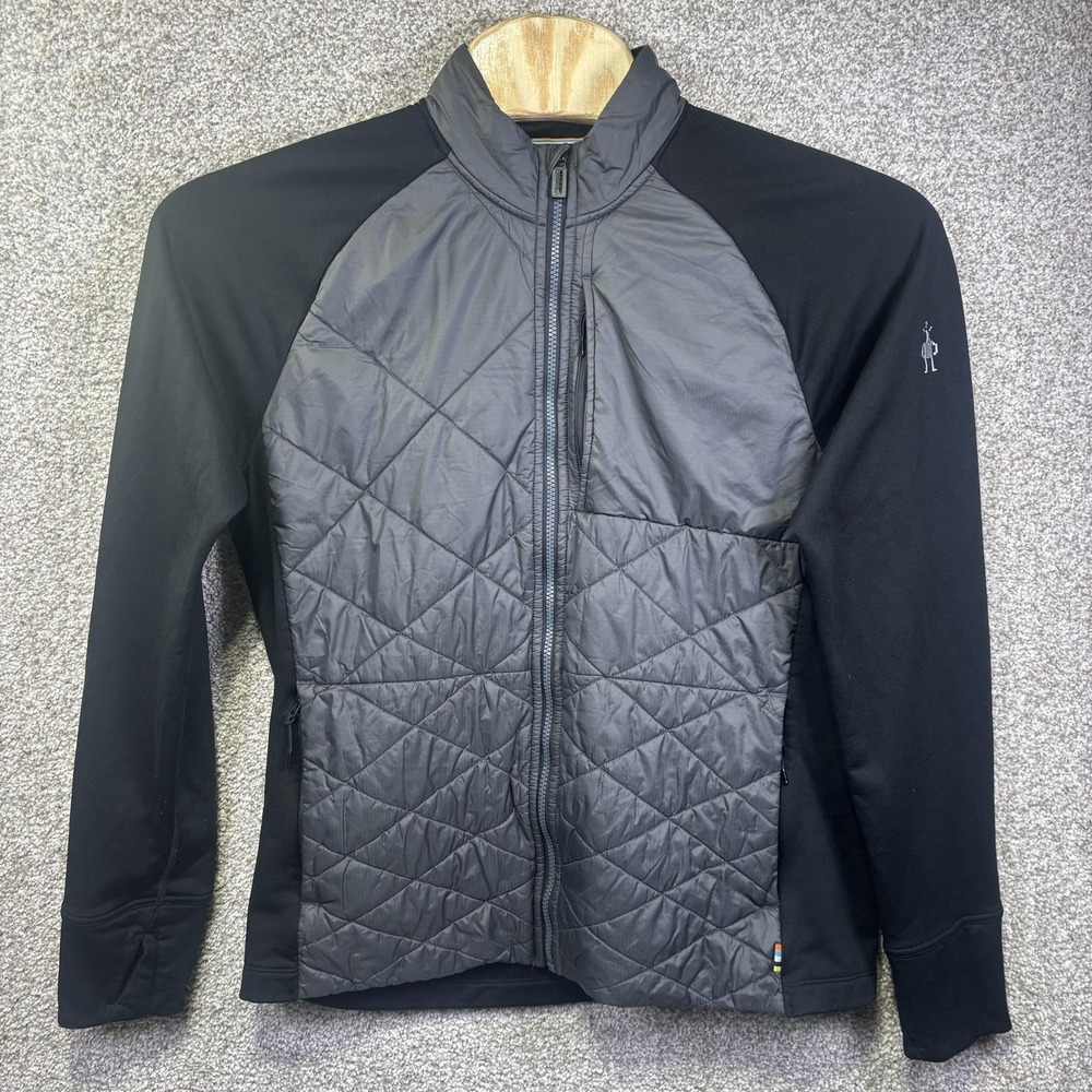 Smartwool Mens Smartloft 60 Hybrid Full Zip‎ Jacket Black Gray XL Merino Wool